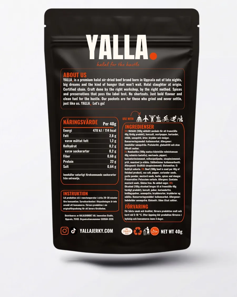 YALLA 40g - back of pack